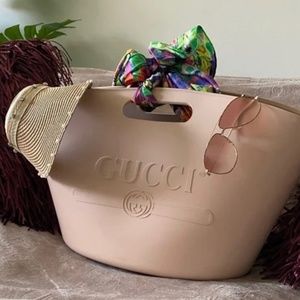 GUCCI Rubber Oversized Logo Tote